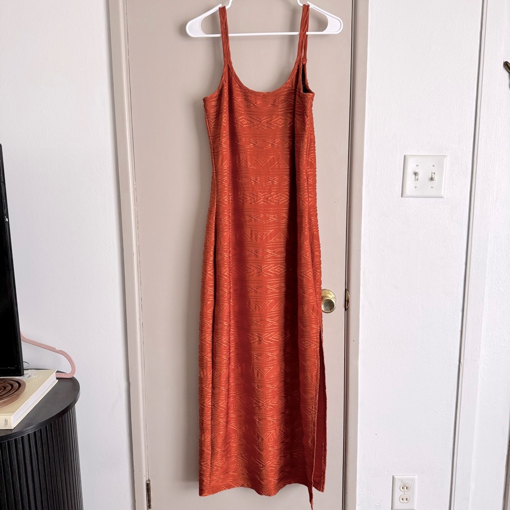 Shape FX Rust Orange Textured Maxi Dress